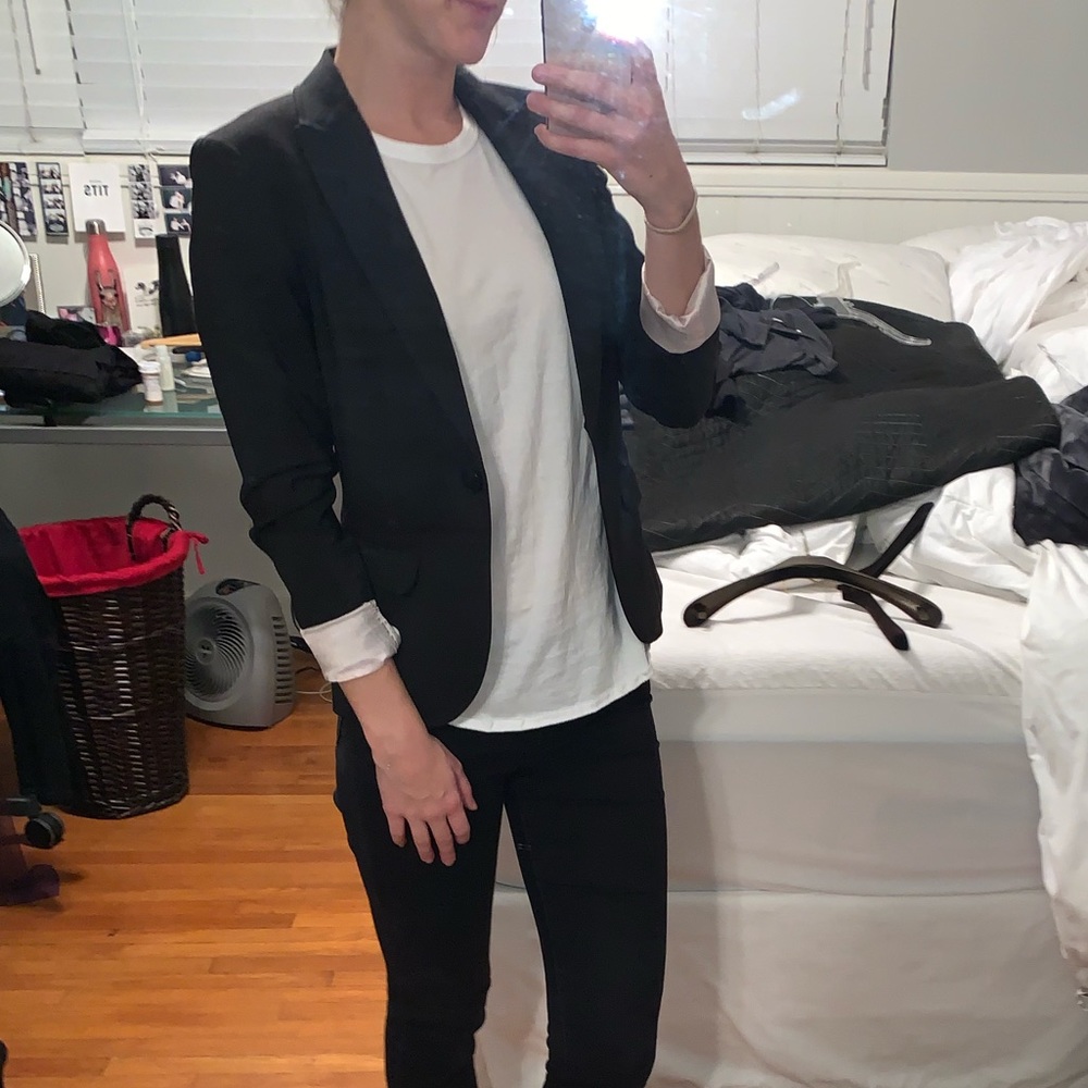 Black H&M Blazer with Pink lining
